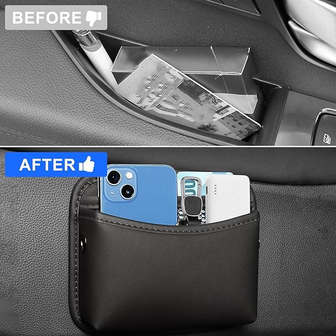 2Pcs Car Side Pocket Organizer, Strap Mini Storage Bag for Cell Phone, Wallet, Key, Glasses, Multifunctional Car Organizer Accessories for Car Seat, Door, Window, Console, 7 * 4.3 * 2.2inch