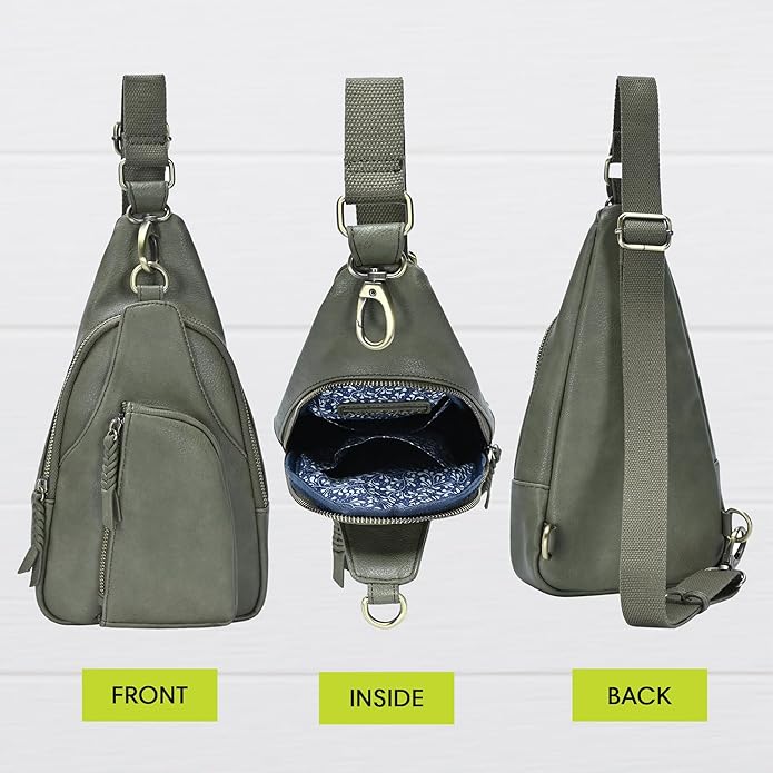 MMS Brands Antik Kraft Tasha Crossbody Sling | Vegan Leather Crossbody Bag for Women with 16-20" Strap | Sling Bags for Women