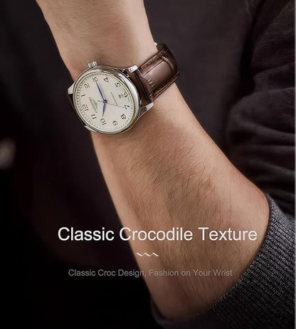EACHE Croco Design Leather Watch Bands for Men Women,Quick Release Strap with Butterfly Deployment Buckle 18mm 19mm 20mm 21mm 22mm 23mm 24mm