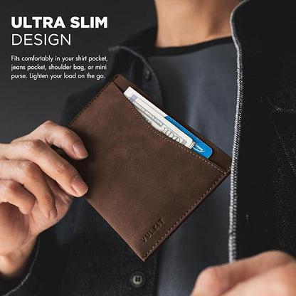 VULKIT Passport Cover Ultra Slim Design Leather Passport Sleeve RFID Blocking with 2 Card Slots, Anti-Theft Travel Essentials