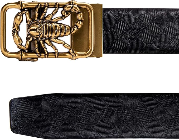 Dubulle Designer Mens Belts, Sliding Automatic Buckle Ratchet Dress Belt TOP Genuine Leather Strap Gifts