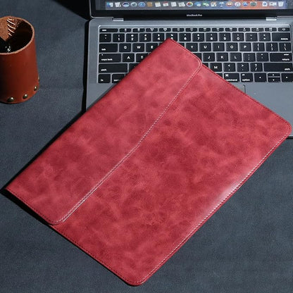 13 Inch Leather Laptop Sleeve Compatible with MacBook Neo 13" 2026 & MacBook Air/Pro 13" (M5/M4/M3/M2/M1, 2025-2018), Magnetic Buckle Closure Protective Case Cover,Red
