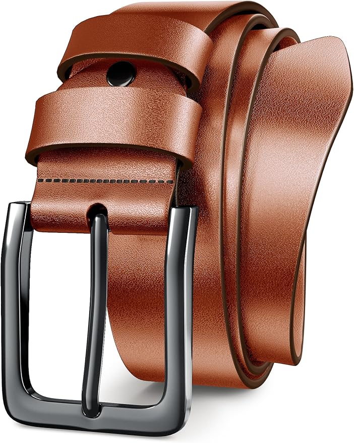 Mens Dress Belt,Genuine Casual Leather Belts for Men 1.5" Width