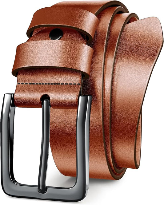 Mens Dress Belt,Genuine Casual Leather Belts for Men 1.5" Width