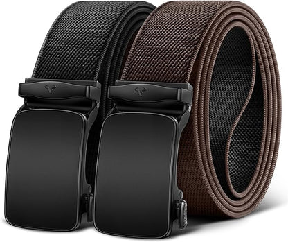 BULLIANT Men Belt-Reversible Ratchet Belt Stretchable for Gift Men Work Casual Golf 1 3/8"-Cut For Fit -2 In 1Belt