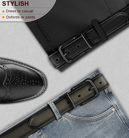 BULLIANT Men's Belt,Reversible Belt Adjustable For Gift Men 1.25”-Cut For Fit-2 Sides in 1 Belt(Not 2)