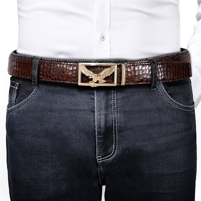 Barry.Wang Mens Belts Leather Ratchet Automatic Buckle Slide Click 1 3/8" Designer Dress Fashion Classic Casual Work Business