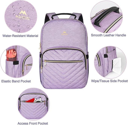 MATEIN Laptop Backpack for Women, Anti Theft 15.6 inch College School Bookbag for Girls, Water Resistant Stylish Travel Computer Work Backpack for Nurse, Light Purple