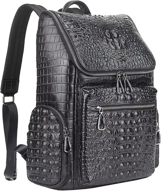 boshiho Real Leather Laptop Backpack Fashion Travel Bag Daypack for Men (L - Metal Zipper Pull)