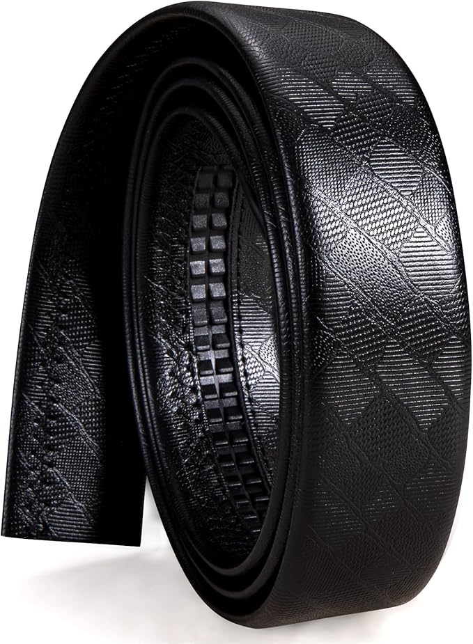 Dubulle Designer Ratchet Belt for Men Leather Fashion Adjustable Automatic Buckle Sliding Removable Dress Casual