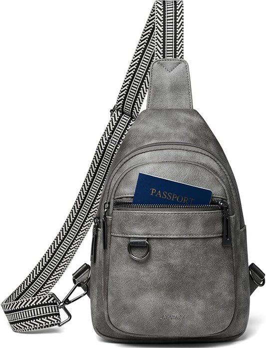 Leresas 7L Sling Bag for Women Men Vegan Leather Crossbody Bags Fanny Pack Purse Backpack Over Shoulder Bag Travel Anti Theft