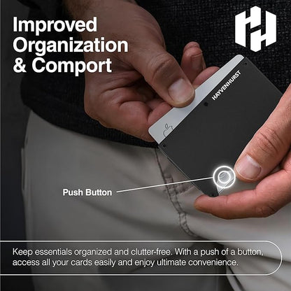 Hayvenhurst Wallet for Men - Slim RFID Blocking Metal Wallet with Cash Strap, Minimalist Front Pocket Credit Card Holder, Small Mens Wallet