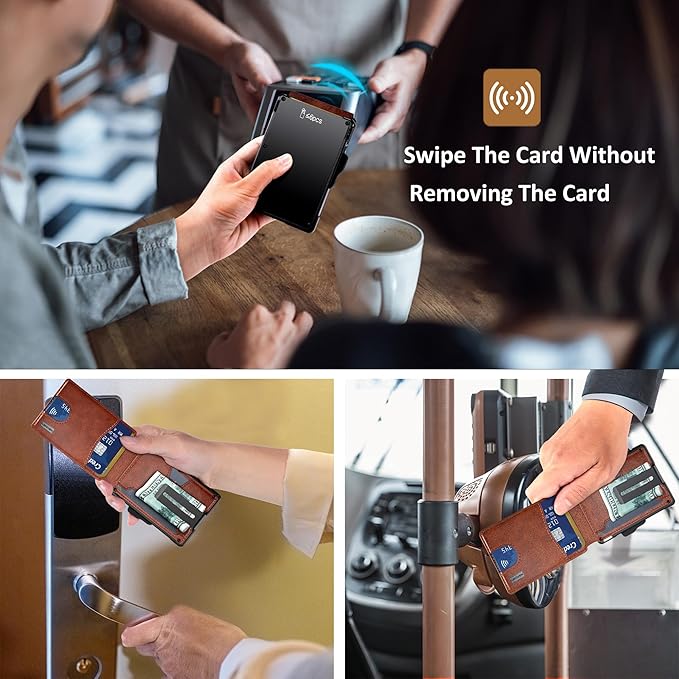 umoven Wallet for Men - with Money Clip Slim Leather Slots Credit Card Holder RFID Blocking Bifold Minimalist Wallet