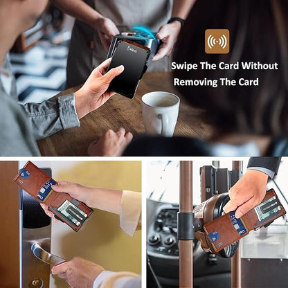 umoven Wallet for Men - with Money Clip Slim Leather Slots Credit Card Holder RFID Blocking Bifold Minimalist Wallet