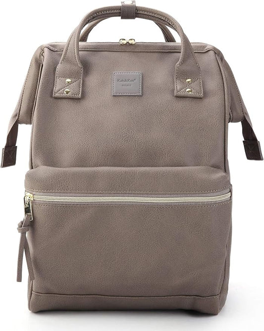 Kah&Kee Leather Backpack for Women and Men 15-inch Laptop Bag | Teacher Professional, Diaper Bag Backpack, Ideal for Work, School, Nurse, College & Travel (Dark Gray, Medium)