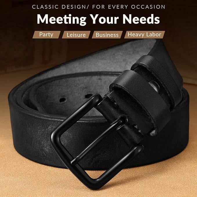 Men's Leather Belt Full Grain Leather Belts for Men Handmade Real Solid Top-Grain Leather Heavy-Duty Work Belt Gifts