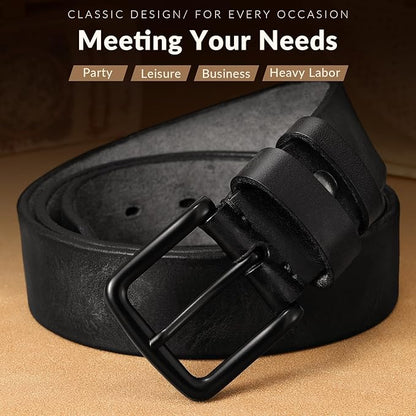 Men's Leather Belt Full Grain Leather Belts for Men Handmade Real Solid Top-Grain Leather Heavy-Duty Work Belt Gifts
