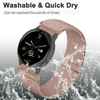 4 Pack Stretchy Watch Bands Compatible with 20mm Garmin Venu Sq/Venu Sq 2, Loop Nylon Elastic Fabric Strap for Garmin Vivomove Style/Luxe/HR Women Men