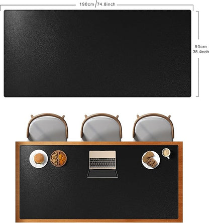 Cacoy 74.8" x 35.4" Leather Desk Mat, Office Conference Table Mat, Huge Gaming Mousepad, Waterproof Meeting Table Desk Pad for Office Conference Room and Home, Black