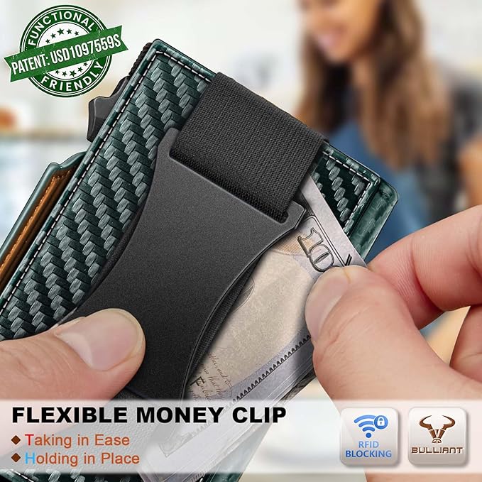 BULLIANT Men Wallet Gift Boxed,Slim Front Pocket Wallet Money Clip Card Holder 3.8"x2.7",Pop-up Access
