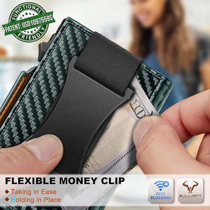 BULLIANT Men Wallet Gift Boxed,Slim Front Pocket Wallet Money Clip Card Holder 3.8"x2.7",Pop-up Access