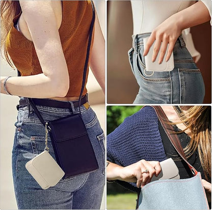 Women Small Wallet RFID Blocking Slim Wallet with Coin Pocket Tri-Fold Credit Card Holder with ID Window and Keychain(Beige)