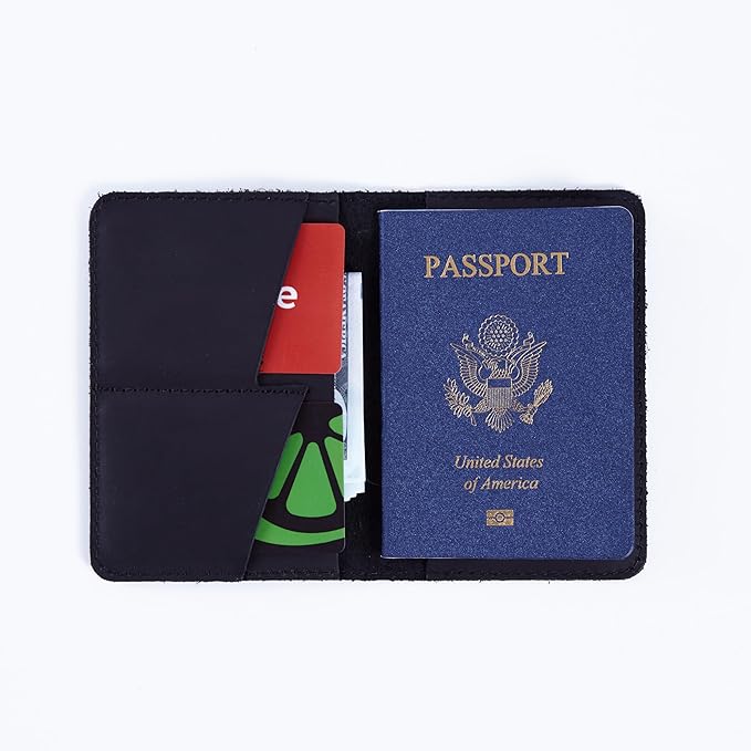 INCARNE US Leather Passport Holder for Travel - Passport Case - Passport Wallet for Men - Passport Cover for Women Sleeve Protector - Travel Essentials Vacation Luggage Travel Gifts - Vintage Black