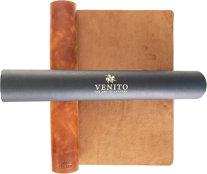 Venito Premium Leather Desk Mat (31.5 X 14.6 inch) - Medium Mouse Mat for Home Office Accessories (Antique Brown)