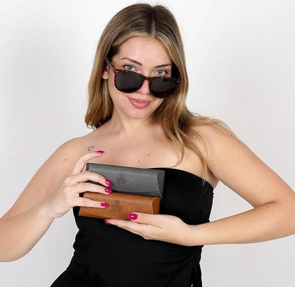 Triskel Curved-Top Eyewear Case – Hard Shell PU Leather Glasses Case with Soft Lining, Lightweight with Magnetic Closure