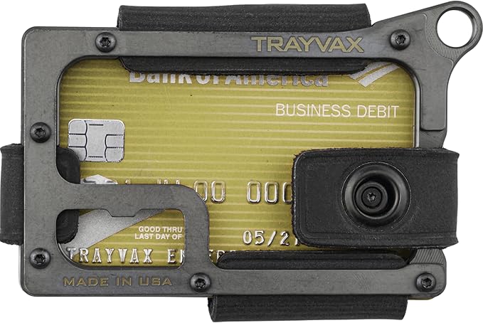 Trayvax Contour Wallet, RFID Front Pocket Money and Credit Card Holder, Minimalist Slim Leather Metal Wallet for Men and Women, Black Stealth Black