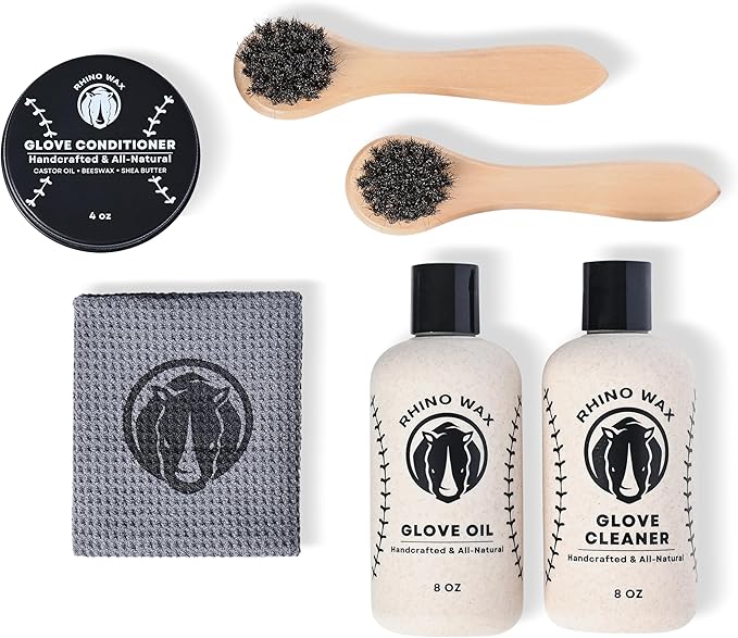 Rhino Wax - Baseball Glove Conditioner Kits - Clean, Condition, and Maintain Your Baseball Glove with one of Our 3 Maintenance Kits - Protect Your Mitts - Proudly Made in USA (Not China)