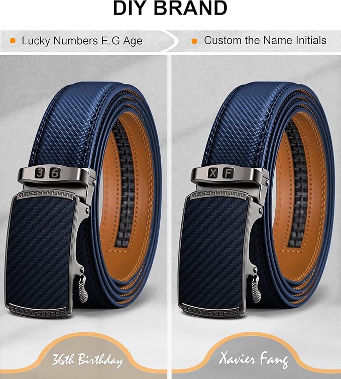 KEMISANT Belt Men, Sliding Ratchet Belt Genuine Leather For Gift Mens Dress Pants Oxfords,Size Adjustable