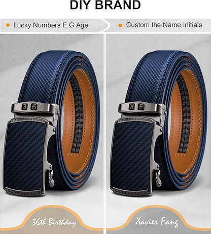 KEMISANT Belt Men, Sliding Ratchet Belt Genuine Leather For Gift Mens Dress Pants Oxfords,Size Adjustable