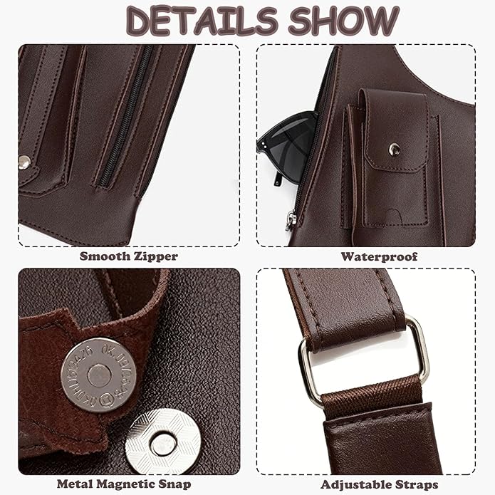 Men's Double Shoulder Armpit Bag, Premium Leather Underarm Anti-Theft Hidden Wallet Pocket, Adjustable & Vintage for Hiking