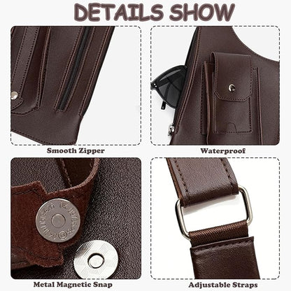 Men's Double Shoulder Armpit Bag, Premium Leather Underarm Anti-Theft Hidden Wallet Pocket, Adjustable & Vintage for Hiking