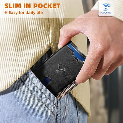 BULLIANT Men Wallet Airtag&Standard Use,Slim Front Pocket Wallet Money Clip for Gifg Men RFID Blocking 11Cards