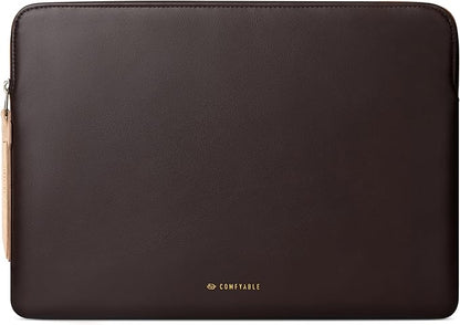 Comfyable Slim Protective Laptop Sleeve, PU Leather Bag Compatible with 15" MacBook Air (Snug Fit) M5 & 14" MacBook Pro M5 Pro/Max 2026 (Loose Fit), Chocolate