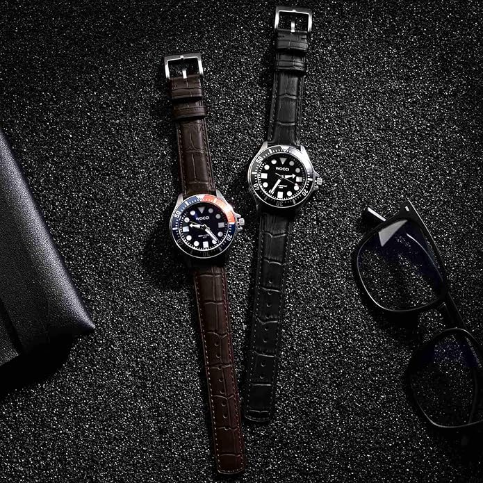 WOCCI Watch Bands, Top Grain Leather, Embossed Alligator Grain, Quick Release, Band Width 18mm 20mm 22mm
