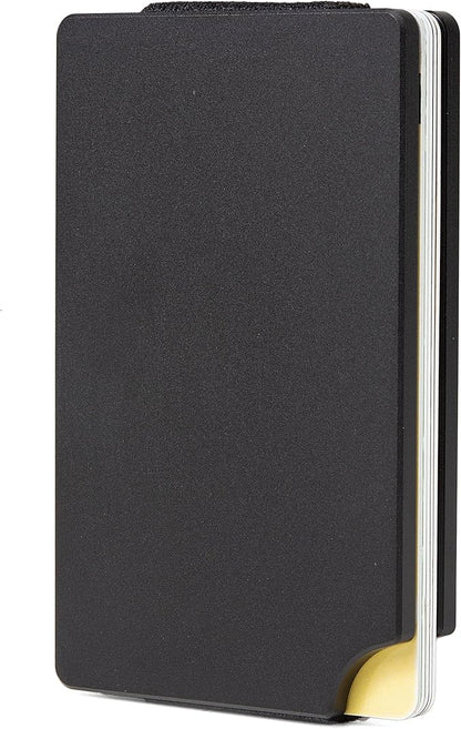 Minimalist Carbon Fiber Wallet for Men, Money Clip Cash Strap Wallet, RFID Blocking Metal Wallet Aluminum Card Holder,Front Pocket Wallet(Matte Black)