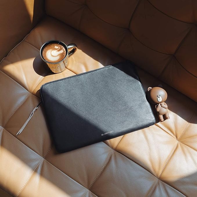 Comfyable Leather Laptop Sleeve Compatible with 16 Inch MacBook Pro M5 Pro/Max & 15 Inch MacBook Air M5 2026 (Loose Fit), Black