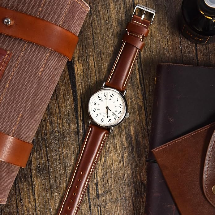 Ritche Christmas Gift Quick Release Leather Watch Bands Genuine Watch Straps for Men Women Top Grain Leather Watch Strap, White Elephant Gifts, Stocking Stuffers for Men, Father's Day gifts
