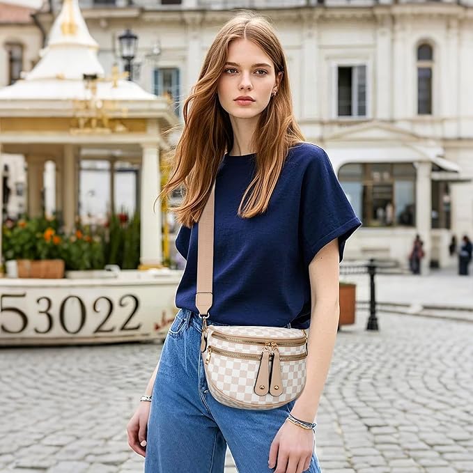 KKXIU Crossbody Sling Bag for Women Trendy Fanny Pack Vegan Leather Chest Bag | Trendy