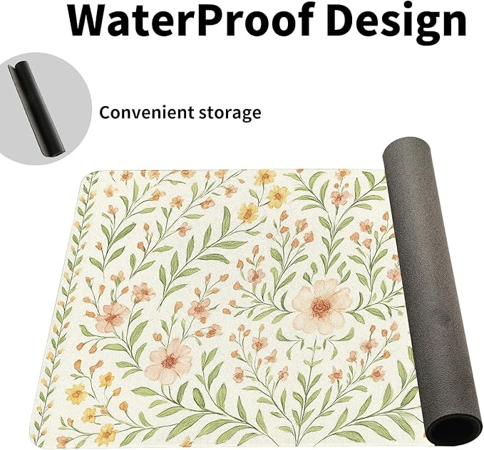Romantic Floral Bouquet Desk Mat, Elegant PU Leather Desk Pad for Women - Large Non-Slip Office Mat to Elevate Your Gaming & Home Workspace (23.6x11.8 Inch)