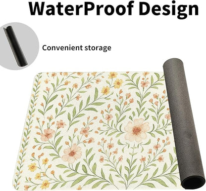 Romantic Floral Bouquet Desk Mat, Elegant PU Leather Desk Pad for Women - Large Non-Slip Office Mat to Elevate Your Gaming & Home Workspace (23.6x11.8 Inch)