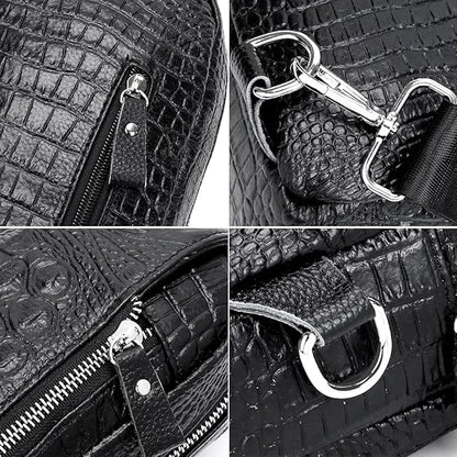 Hebetag Leather Sling Bag Crossbody Backpack for Men Travel Outdoor Office Work Camping Hunting Hiking Shoulder Chest Pack Casual Daypack, Black
