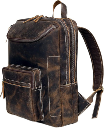 Vintage Leather Backpack For Men 16" Laptop Bag Large Capacity Business Travel Hiking Shoulder Daypacks Business Office Brown (Laptop Backpack 1)