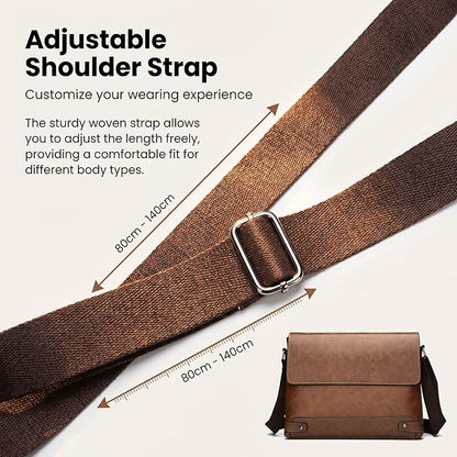 Vintage PU Leather Mens Messenger Bag - Slim Crossbody Shoulder Bag for Work, Travel & Daily Commute Casual Tablet Satchel