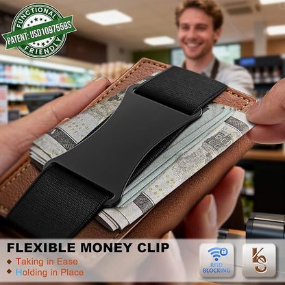 KEMISANT Airtag Wallet Men Gift,Mens Slim Front Pocket Wallet Money Clip Standard or Apple Airtag Use 3.8"×2.8"×0.9"