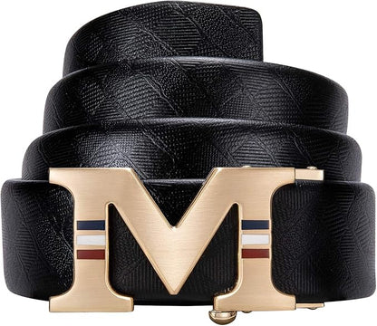 Dubulle Designer Ratchet Belt for Men Leather Fashion Adjustable Automatic Buckle Sliding Removable Dress Casual