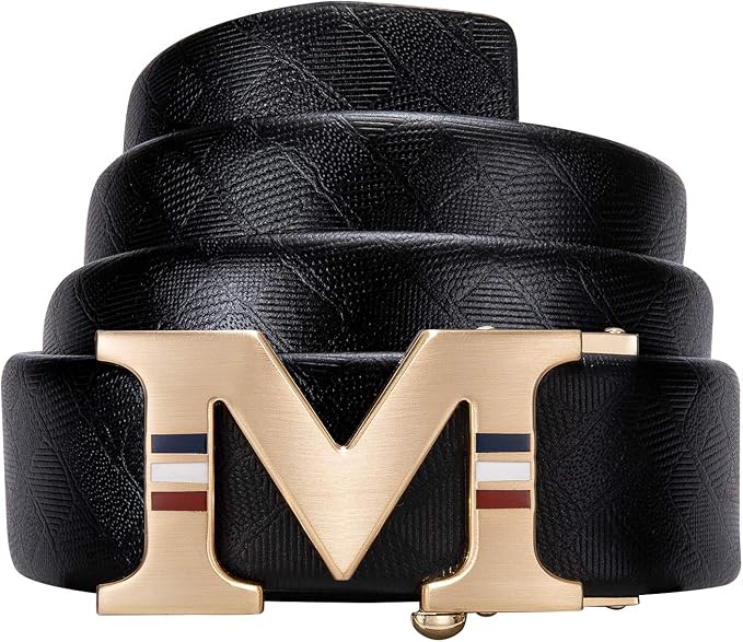 Barry.Wang Mens Belts Leather Ratchet Automatic Buckle Slide Click 1 3/8" Designer Dress Fashion Classic Casual Work Business